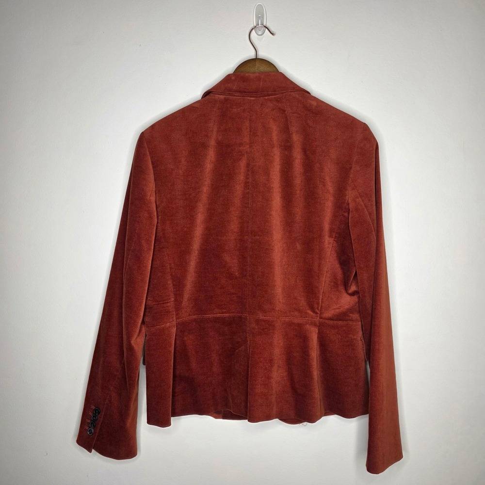 Talbots Blazer Women 14 Rust Orange Velvet Corduroy One Button Professional Fall - Picture 5 of 10